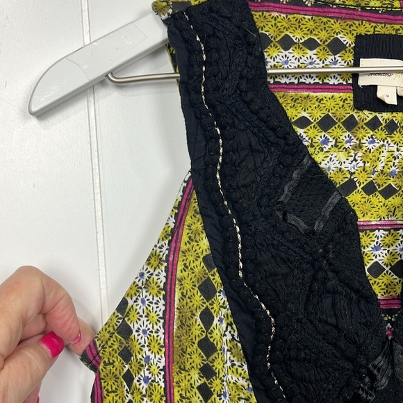 Anthropologie Meadow Rue Womens Top S Black  Multi-Print Quilted 100% Viscose - Picture 4 of 11